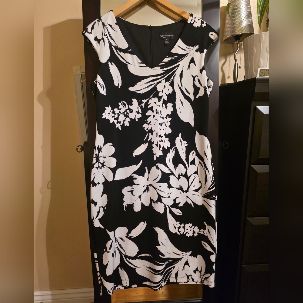 Elegant Black and White Floral Dress